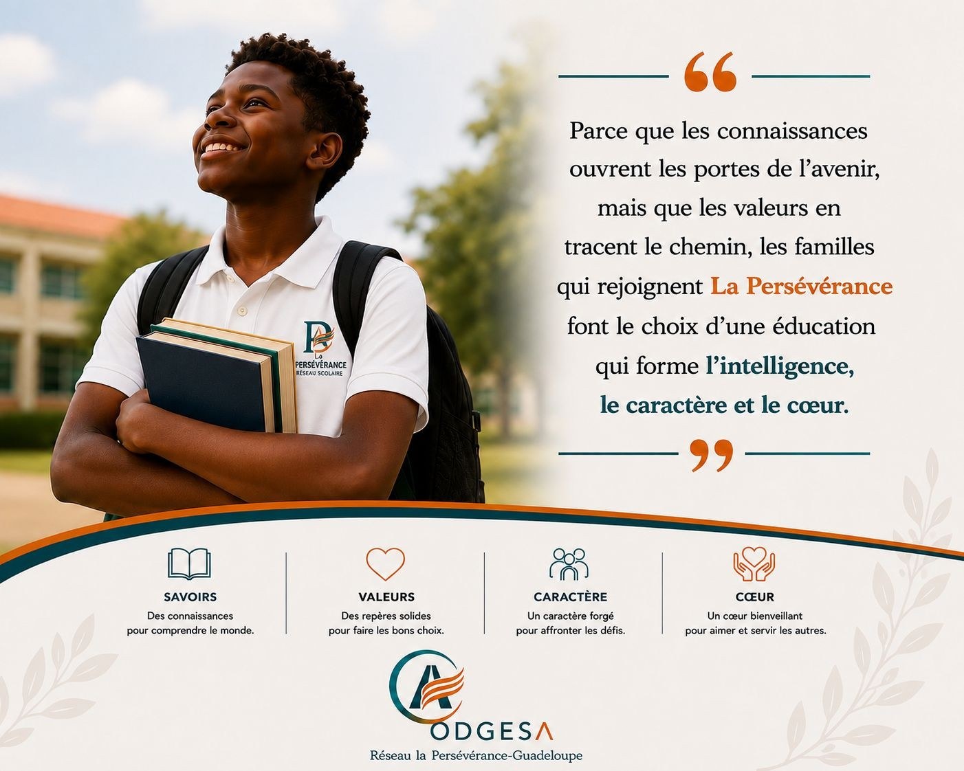 Savoirs, valeurs, caractère, cœur — projet éducatif La Persévérance