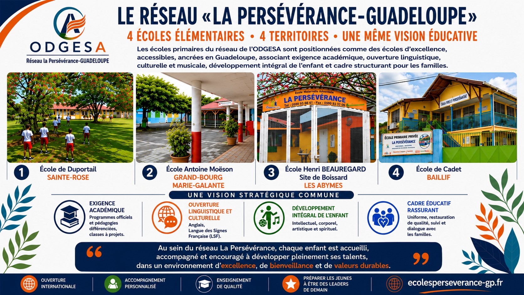 Annonce — ouverture officielle du site des Écoles La Persévérance, 30 juillet 2026